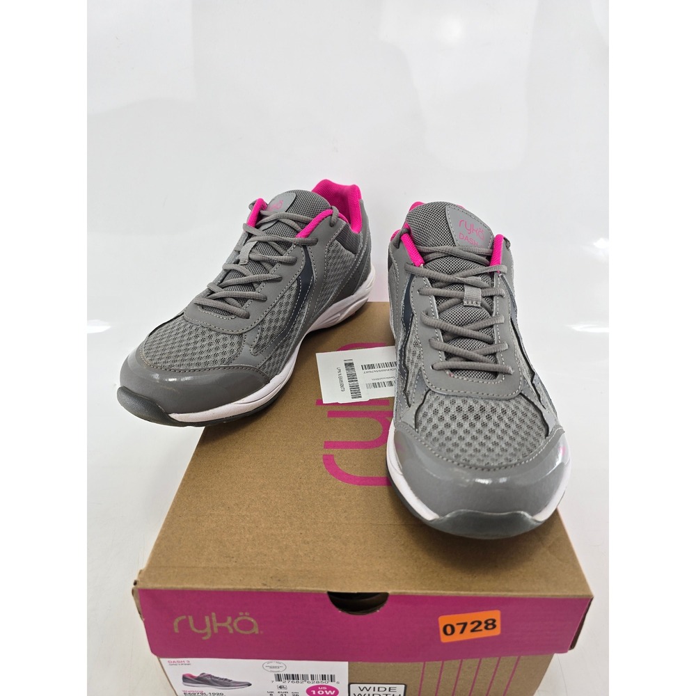 Ryka Dash 3 Walking Shoes Women 10W Grey Pink Mesh Low Top Sneakers - NEW